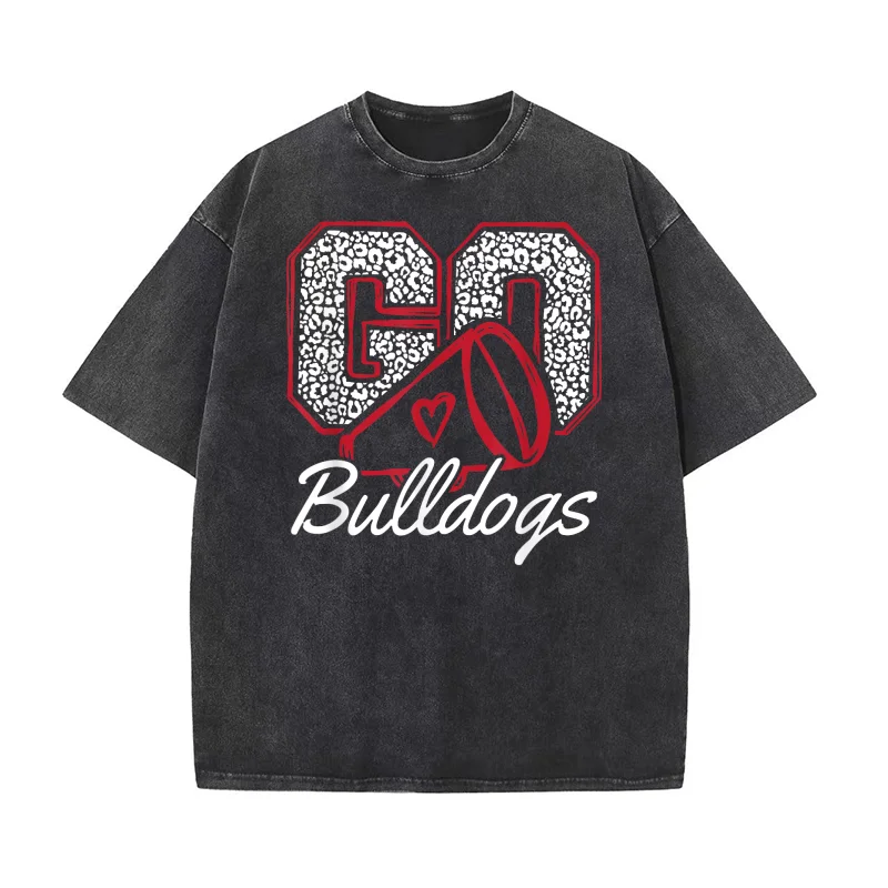 

Go Cheer Bulldogs Sports Name Gifts Men Women Guys Pure Cotton T-shirt For Man Oversized Art Graphic Clothing Printed