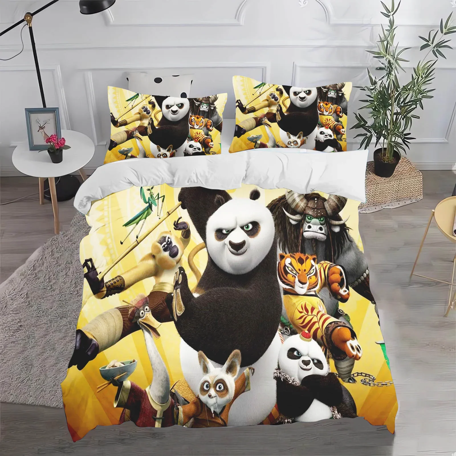 

Fashion Kungfu Panda Home Anime 3-Piece Set 1 Quilt Cover 3D Children'S Bedding With Pillowcase Suitable For Children And Adults