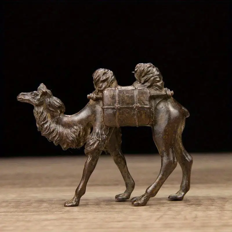 Silk Road Desert Camel Figurines Miniatures Metal Retro Animal Statue Desk Decoration Ornaments Home Decor Sculpture Crafts