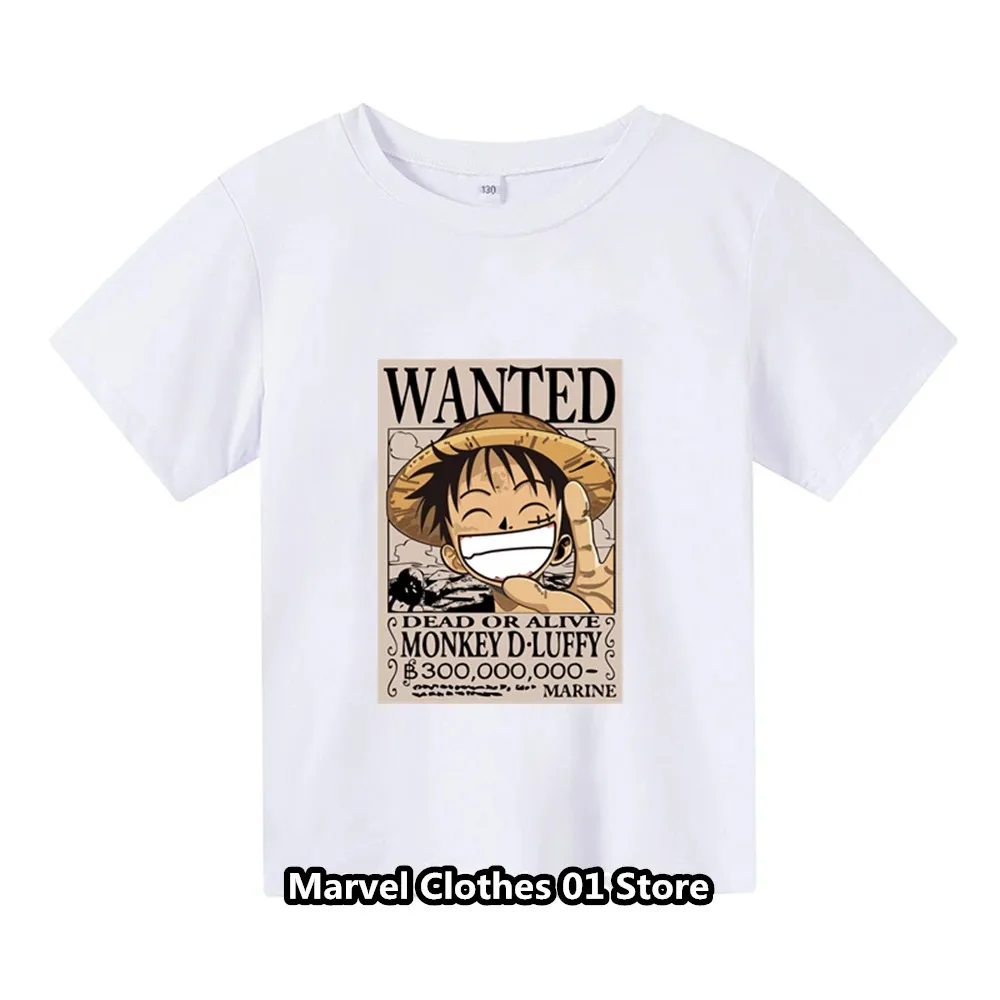 New Summer Short Sleeve Anime One Pieces Printed T-shirt Children Summer Cool Streetwear Cool Boy Girl Kids Tops