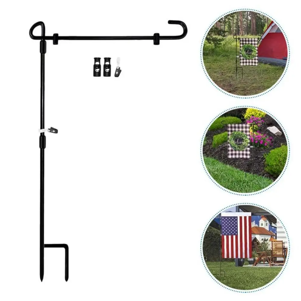 Weather Proof Garden Flag Pole Holder Sturdy Stable Detachable Garden Banner Pole Stands Black Garden Flags Stand Farmhouse