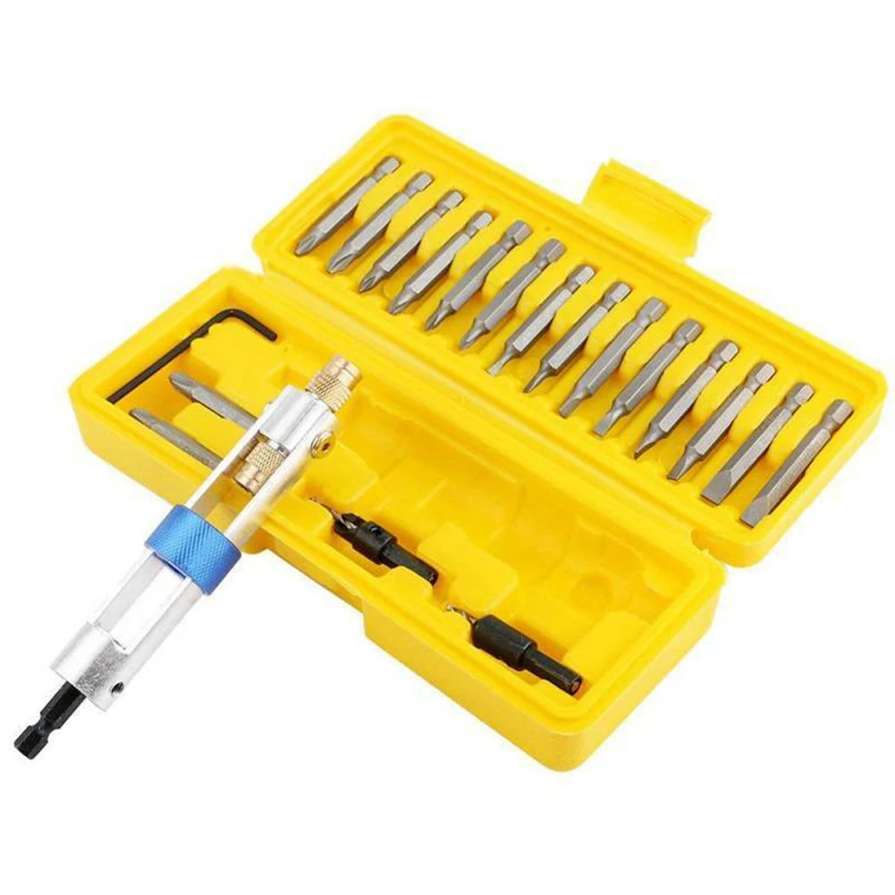 Flip Drive Half Time Drill Driver with Bits Set of 18 Pieces Includes Cross Slot Flat and Countersunk Bits in Blow Molded Box