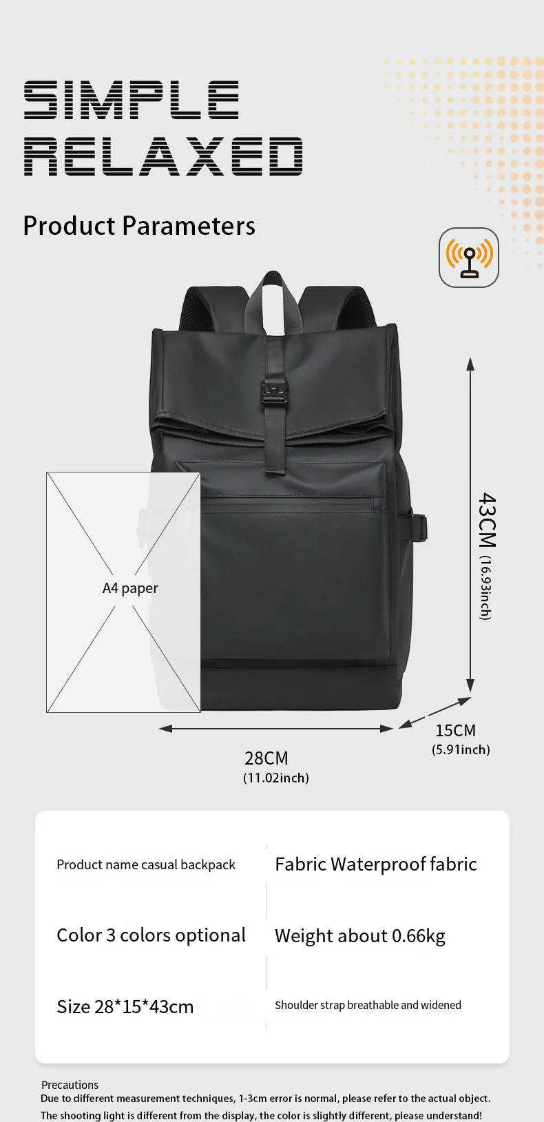 Mochila Deportiva de Gran Capacidad Nueva Mochila de Cubierta de Rollo para Viajes Cortos y Ocio al Aire Libre Bolsa Escolar de Poliéster y Cuero - details 13