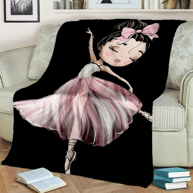 

Cute Ballet Girl Ballerina Fairy Cartoon Blanket,soft Throw Blanket for Home Bedroom Bed Sofa Picnic Office Cover Blanket Kids