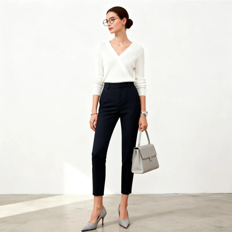 

Women's cropped suit pants2026Spring and Autumn High-End New Style High-Waisted Straight-Leg Pants for Petite Figures, Slimming