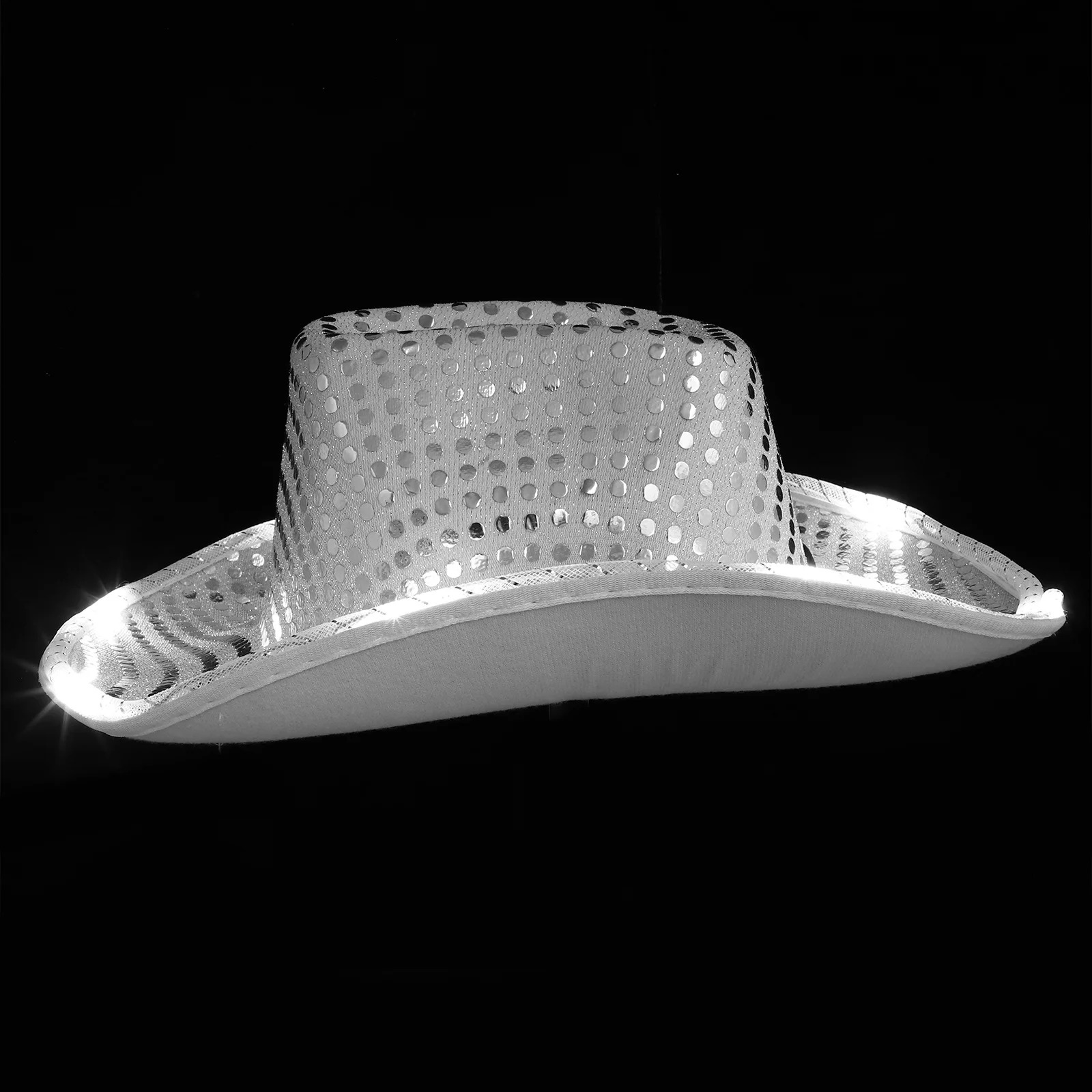 

Sparkling Cowgirl Hat Glittering Sequin Design Lightweight Western Style Wide Brim Hat for Summer Festival Outings