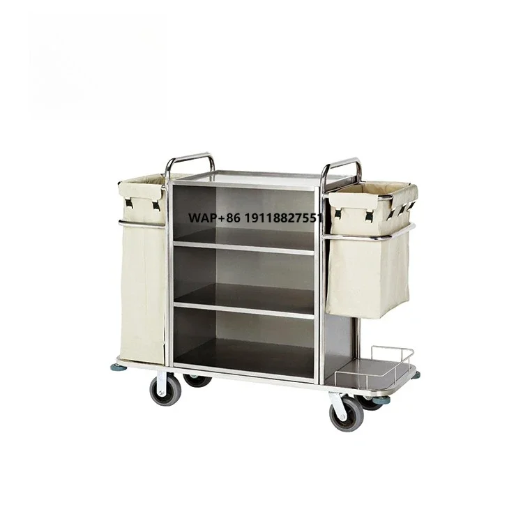 Stainless Steel Housekeeping Cleaning Cart Hotel Housekeeping Maid Cart Trolley