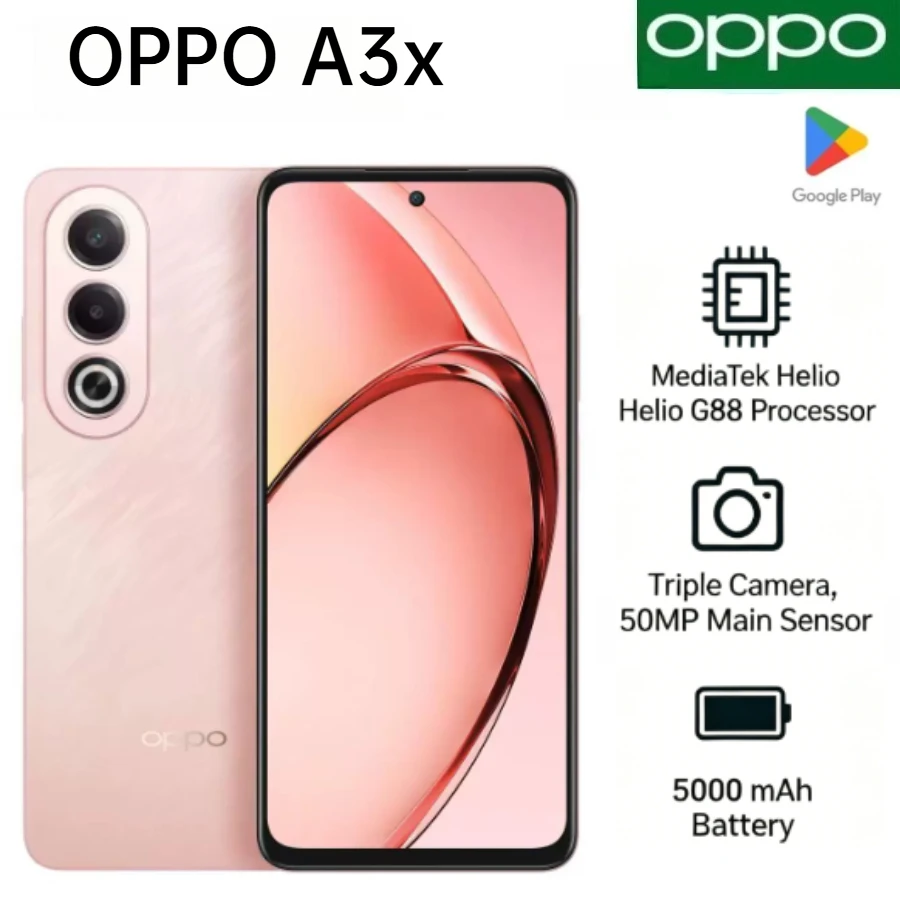2026 New Model OPPO A3x Global Version Smartphone 6.67 Inch 120Hz Display Large 5100mAh Battery 45W Fast Charge Dual SIM