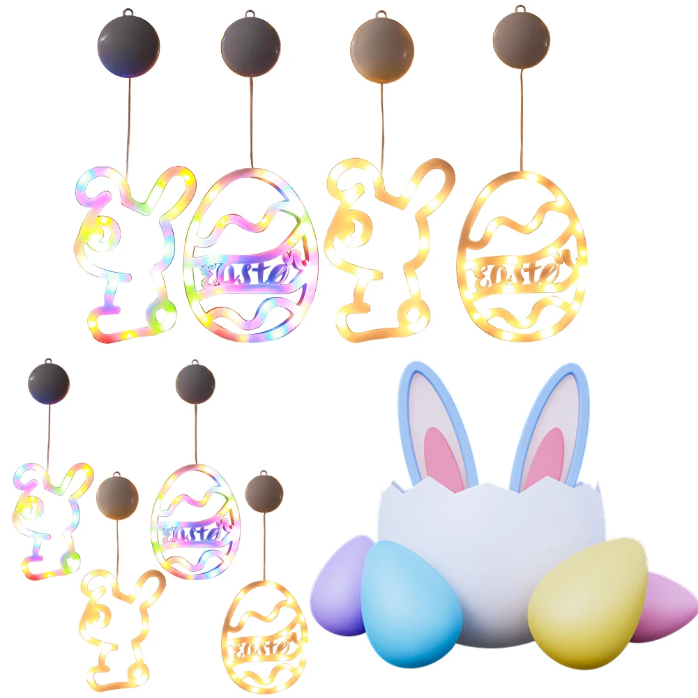 Easter Bunny Eggs Window Light Battery Operated Led String Light Hanging Light Indoor String Light for Easter Home Decor