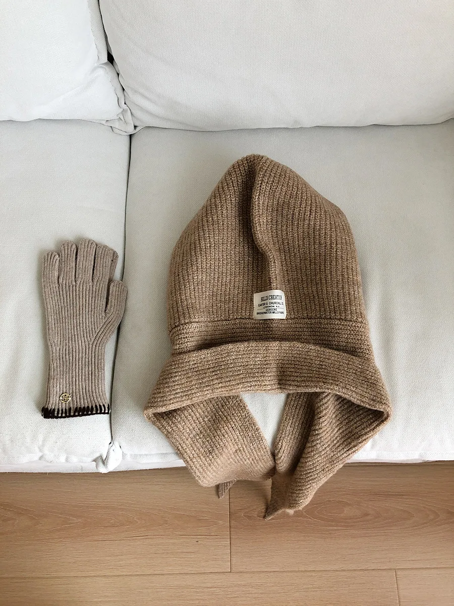 Gestrickte Mützen aus Wollmischung für Männer und Frauen, Sturmhaube, Winter, warm, Unisex, Kapuzenmütze, Halskragen, Schal, Mütze, Skimütze, kalte Hüte – Detail 19