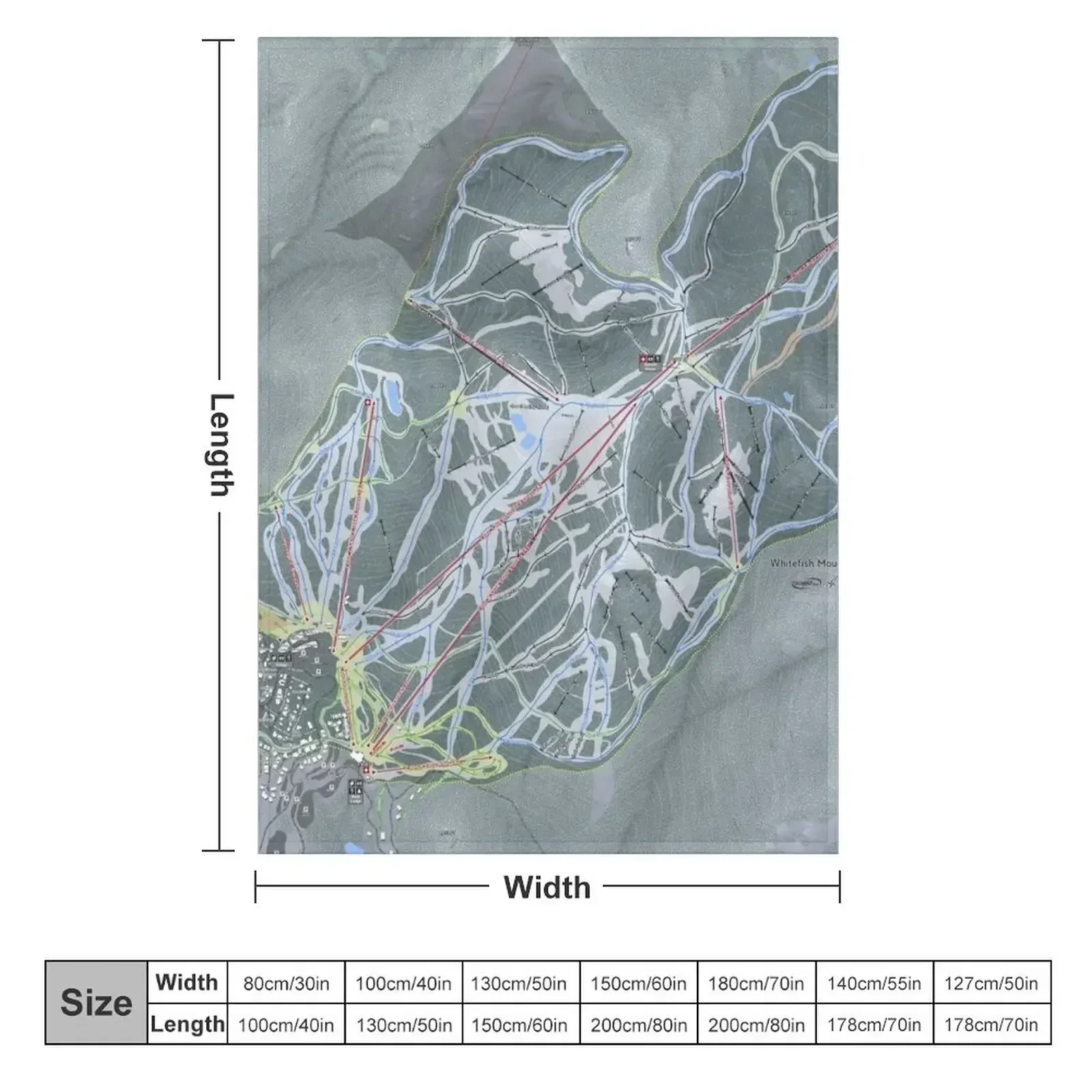 Whitefish Mountain Resort Trail Map Throw Blanket Hair Travel Summer Custom Blankets