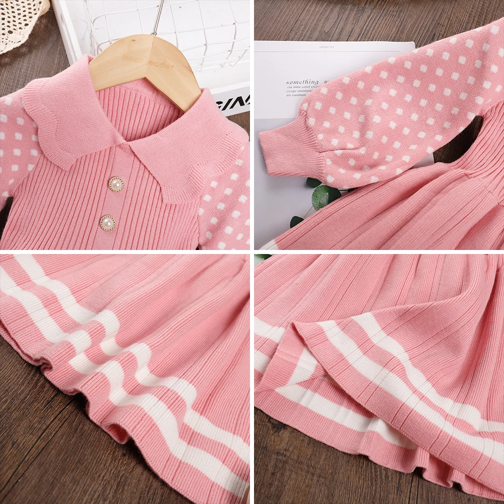 الخريف الشتاء الفتيات طويلة الأكمام لطيف ألف خط فستان الأميرة 1 قطعة 3-7 سنوات الاطفال حزب أزياء الملابس الحلوة