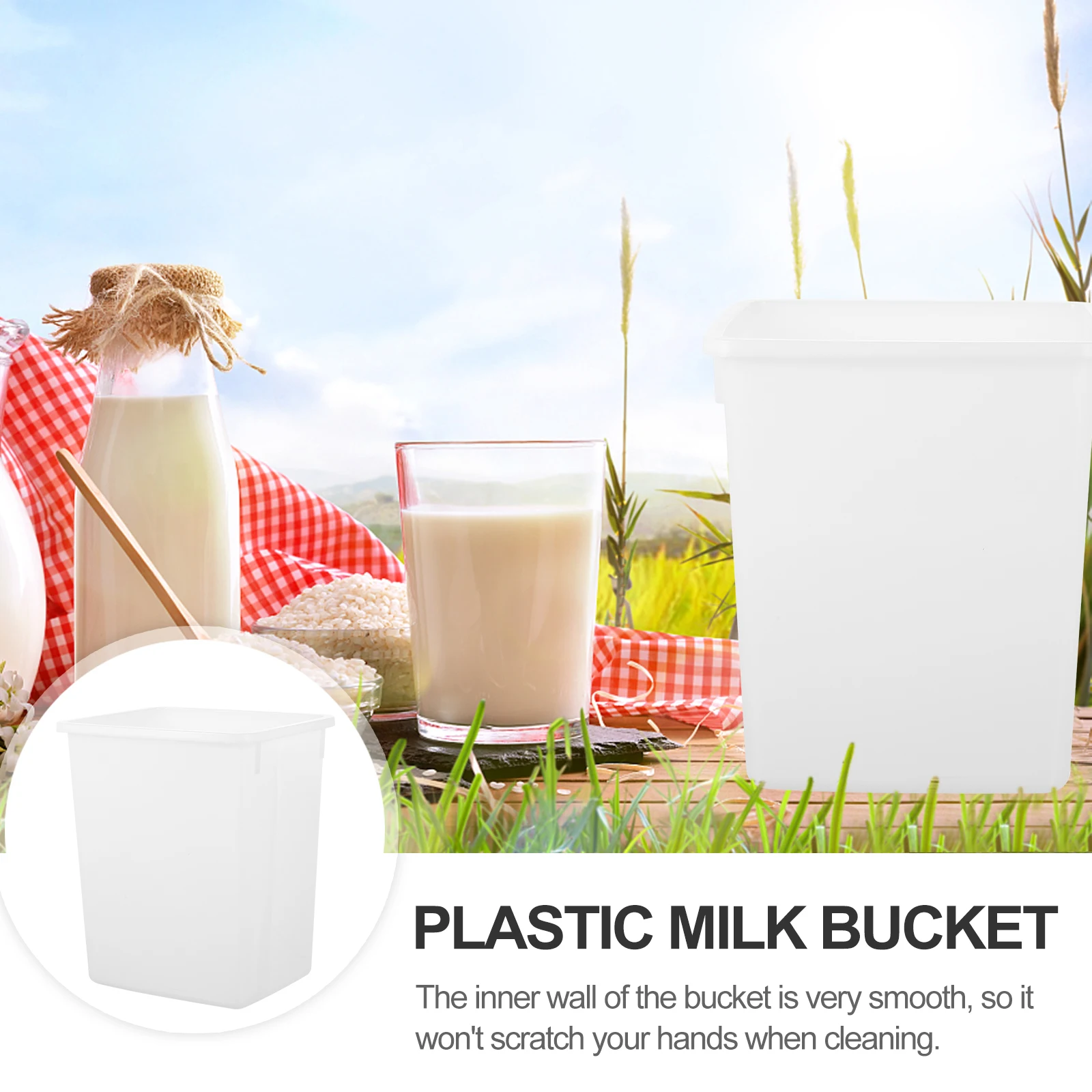 

Thickened White Small Bucket Food Safe Pp Water Container For Kitchen Storage Cold Drink Milk Plastic Barrel Holder