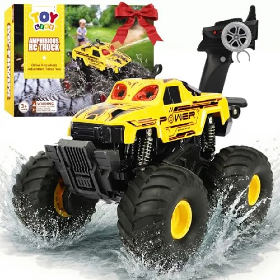 

Monster Truck RC Car for 2.4GHz 4WD Off-Road Remote Control Truck with Water Spray Lights Music 0 Rotation Waterproof All-Terra