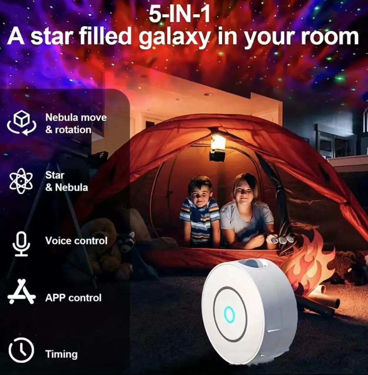 Imagem -04 - Led Colorido Smart Star Projector Céu Estrelado Alexa Galaxy Night Light Céu Estrelado Nebulosa Lua Smart Star Projector Light