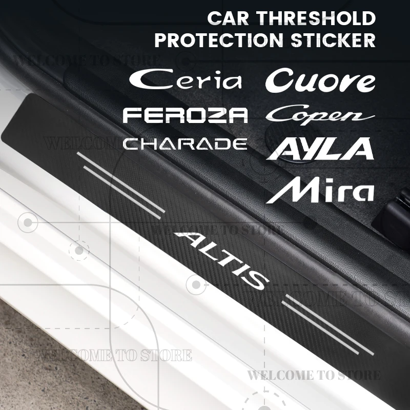 4/5 Uds para Feroza Cuore Copen Charade Ceria Ayla Altis Mira LOGO tira de alféizar de puerta Interior de coche pegatina protectora de carbono