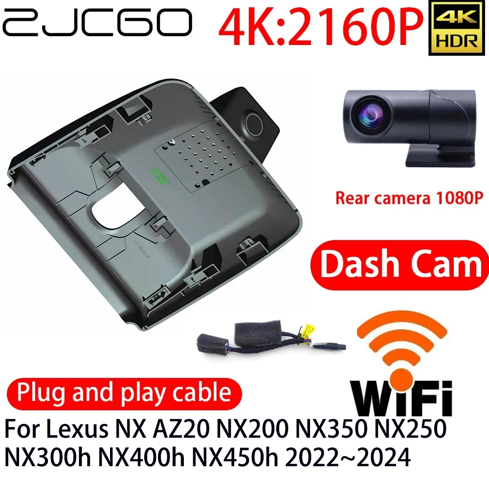 

ZJCGO 4K DVR Dash Cam Wifi Front Rear Camera 24h Monitor For Lexus NX AZ20 NX200 NX350 NX250 NX300h NX400h NX450h 2022~2024