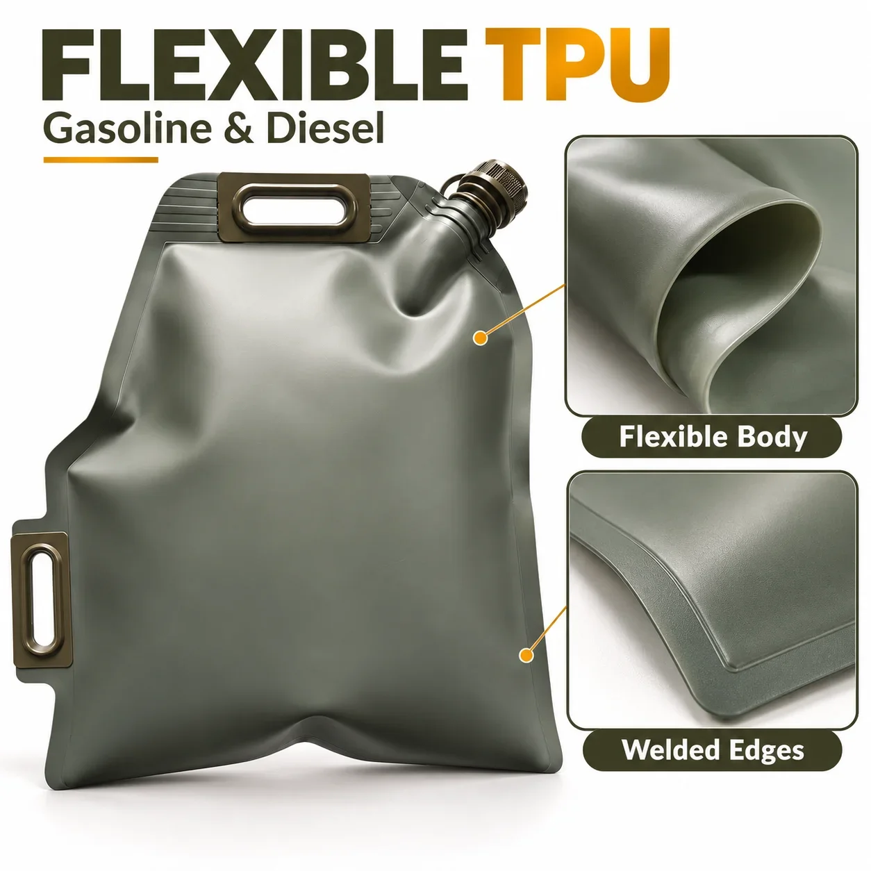 TPU Foldable Fuel Bladder Bag 5L 10L 20L 30L Portable  Petrol Diesel Storage Container with Spout for Camping & Off-Road