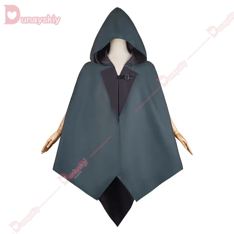 Jinx Cosplay Women Fantasy Green Hooded Cloak Game LOL Costume Female Top Cape Outfits Halloween Carnival Suit Roleplay Cloth