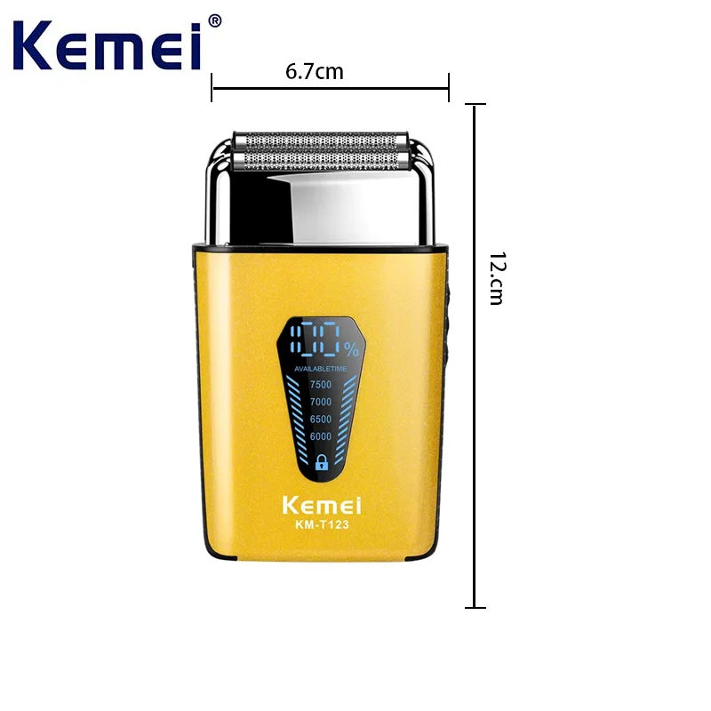 Kemei km-T123 aparador de barba barbeador elétrico portátil para homens máquina de cortar cabelo recarregável máquina de barbear