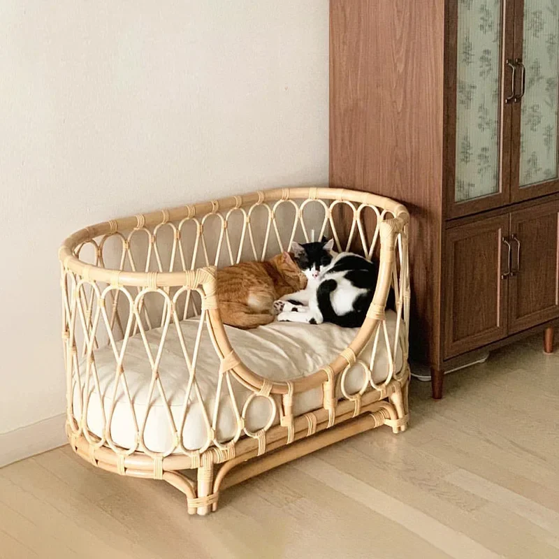 Kennel All Seasons Small and Medium Dogs Teddy Bigbear Pet Summer Rattan Cooler Luxury Cat Nest Shiba Inu Dog Bed