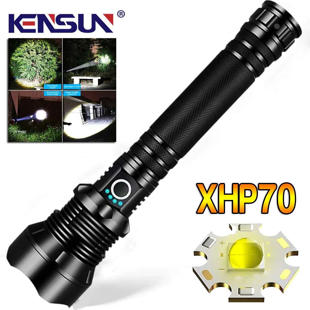 Leistungsstarke taktische Taschenlampe, Hochleistungs-LED-Taschenlampe, superhelle Laterne, wiederaufladbare USB-Zoom-Handlampe, Camping, Outdoor, Angeln