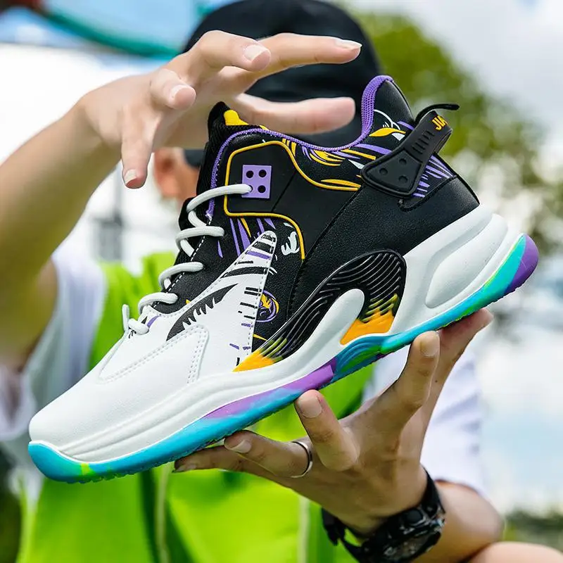 

Новые модные баскетбольные кроссовки, модные универсальные спортивные легкие мужские дорожные кроссовки с высоким отскоком в корейском стиле