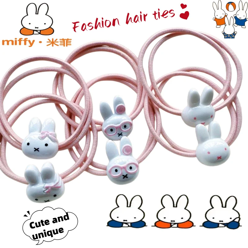 

Резинка для волос Miffy из смолы, милая, модная, персонализированная, прочная, креативная резинка для волос с мультяшным дизайном для девочек, подарок на день рождения для подруг.