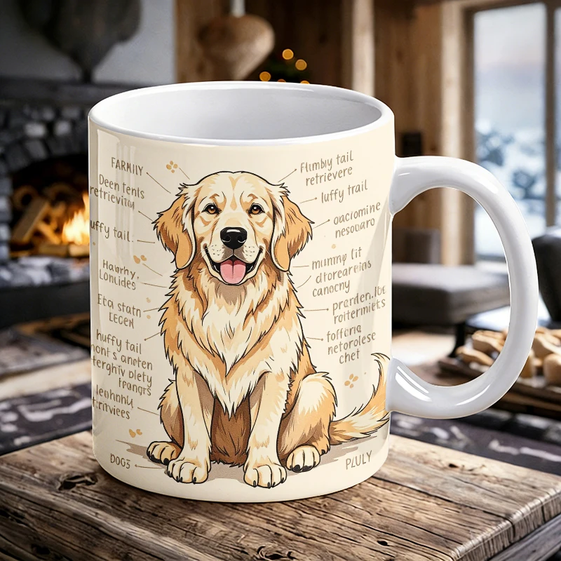 

Funny Golden Retriever Dog Parts Ceramic Mug, Cute Dog Anatomy Coffee Cup，Novelty Mug for Animal Lovers & Home Decor