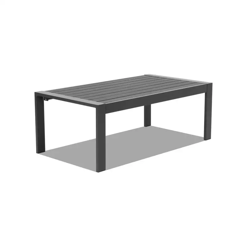 회색 프레임 러브 시트 소파, 짙은 회색 쿠션 및 커피 테이블, 알루미늄 프레임, 거실용 현대적인 디자인