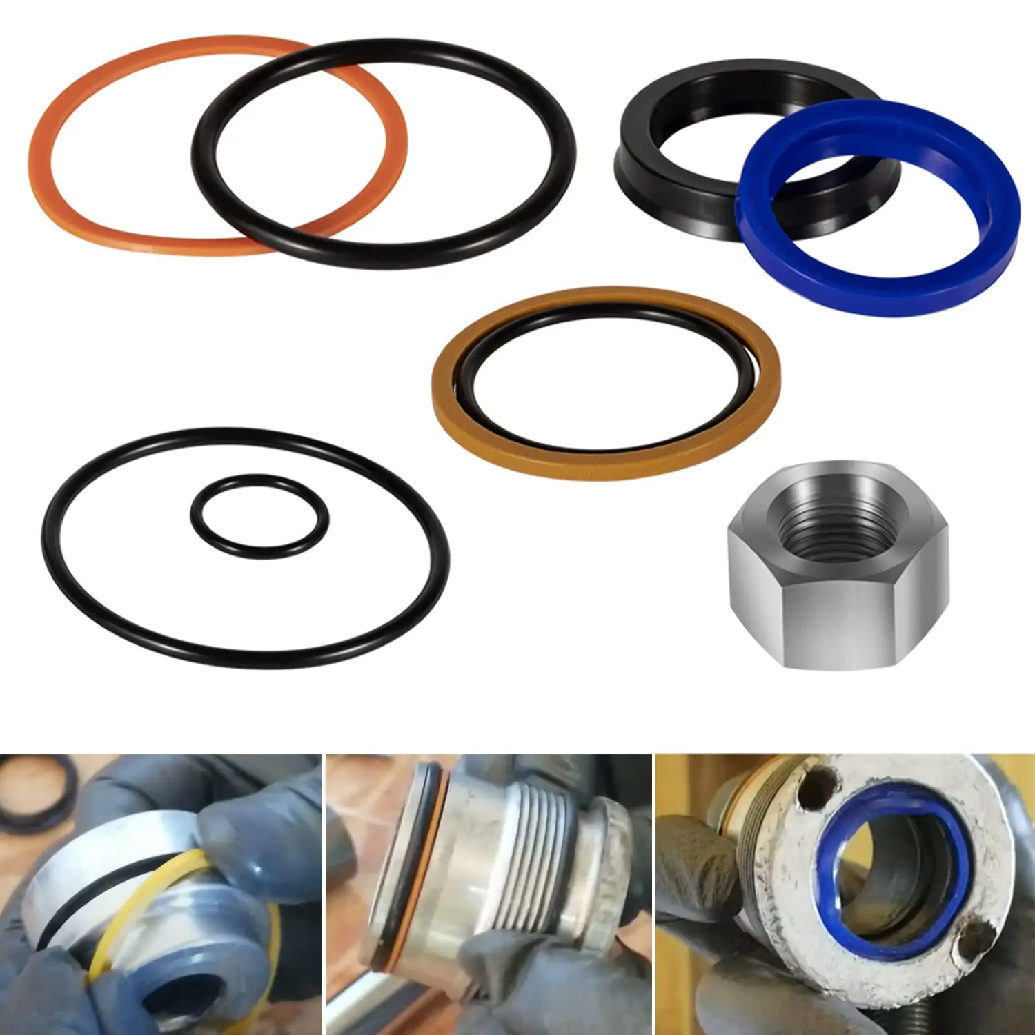 Hydraulic Lift Cylinder Seals Kit Fits for Bobcat 444, 500, 520, 530, 533, 540, 542B, 643, 731, 743 Etc