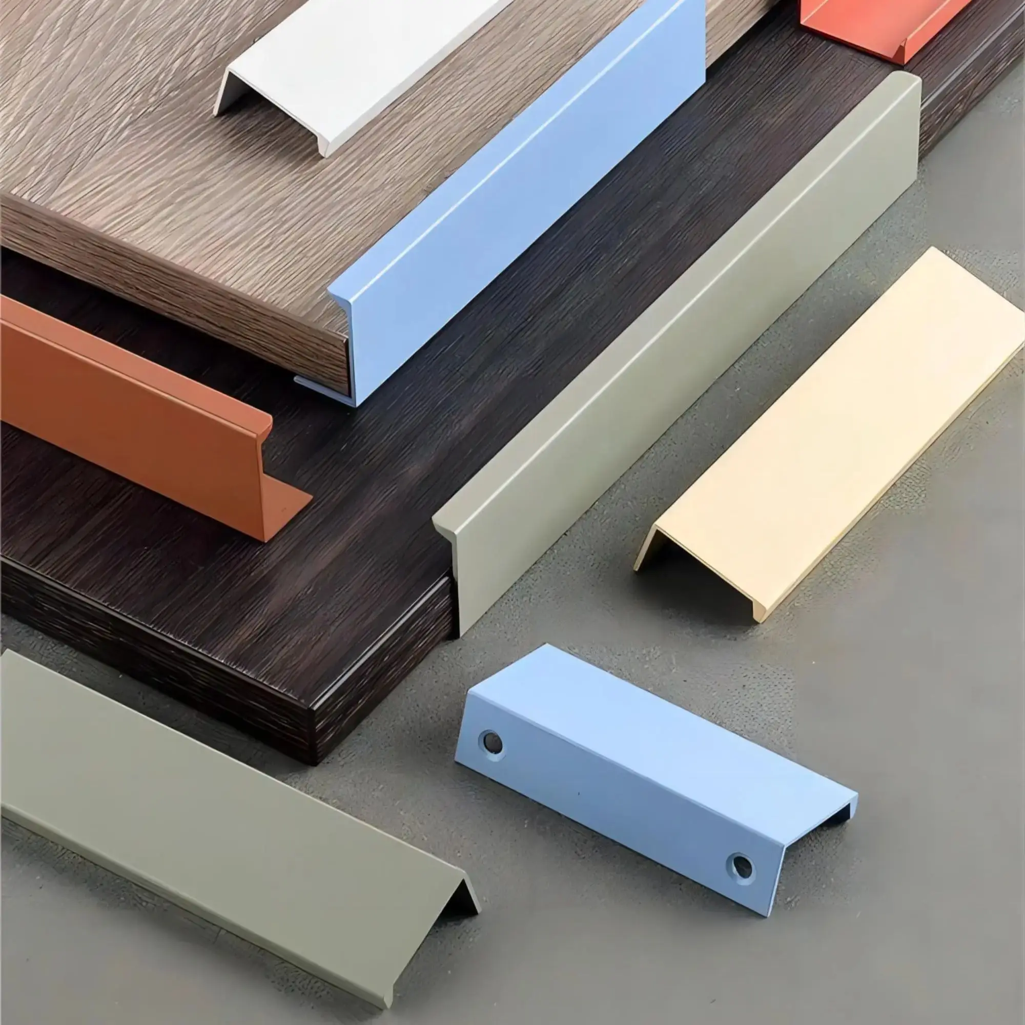 Invisible Handles for Cabinets and Drawers Colorful Aluminum Alloy Wardrobe Pulls Dresser  Knobs Simple Furniture Hardware