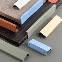 Invisible Handles for Cabinets and Drawers Colorful Aluminum Alloy Wardrobe Pulls Dresser  Knobs Simple Furniture Hardware