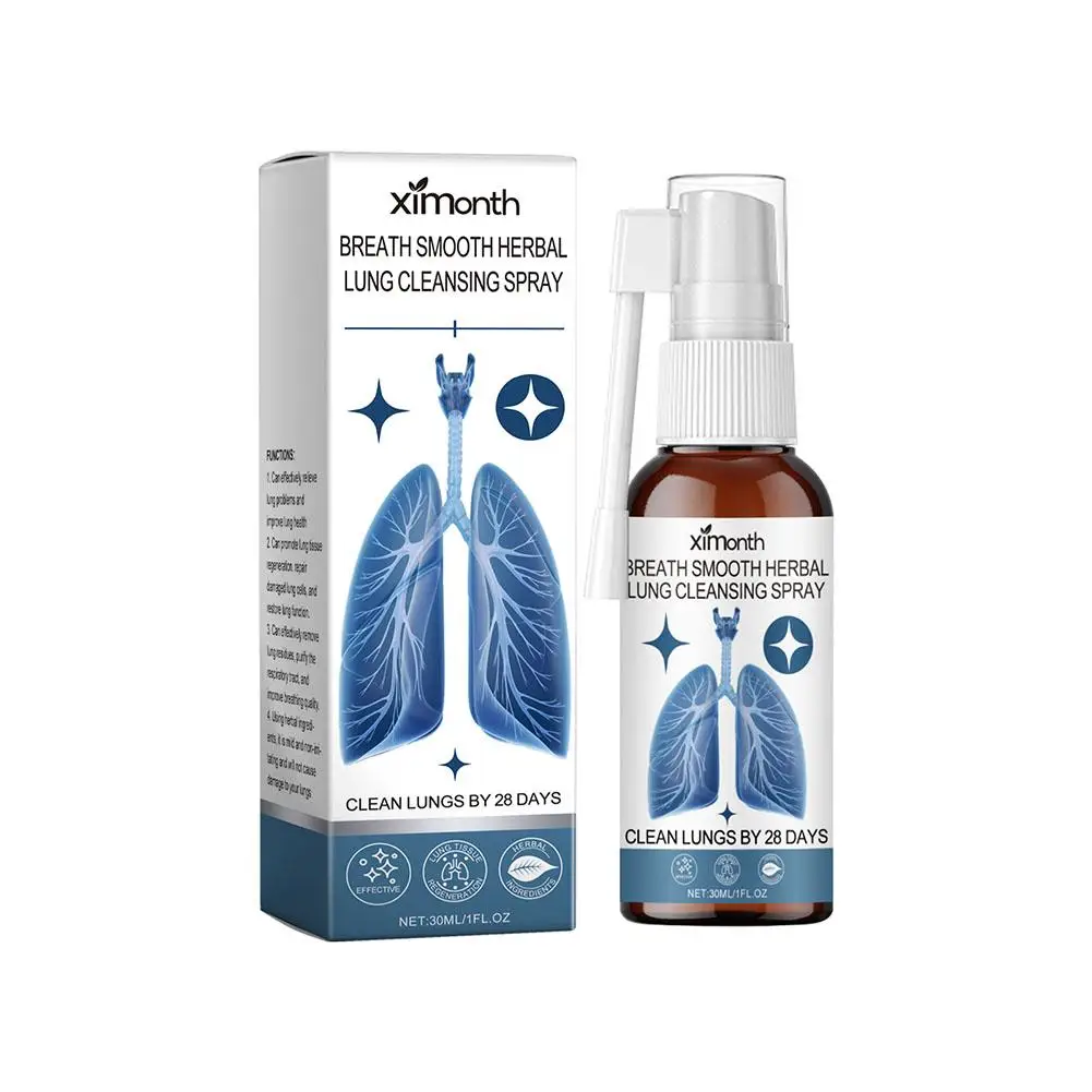 Spray de Limpeza Pulmonar Herbal, Respiração Detox, Cuidado Suave, Suporte, Limpeza Poderosa, K6j6, 30ml