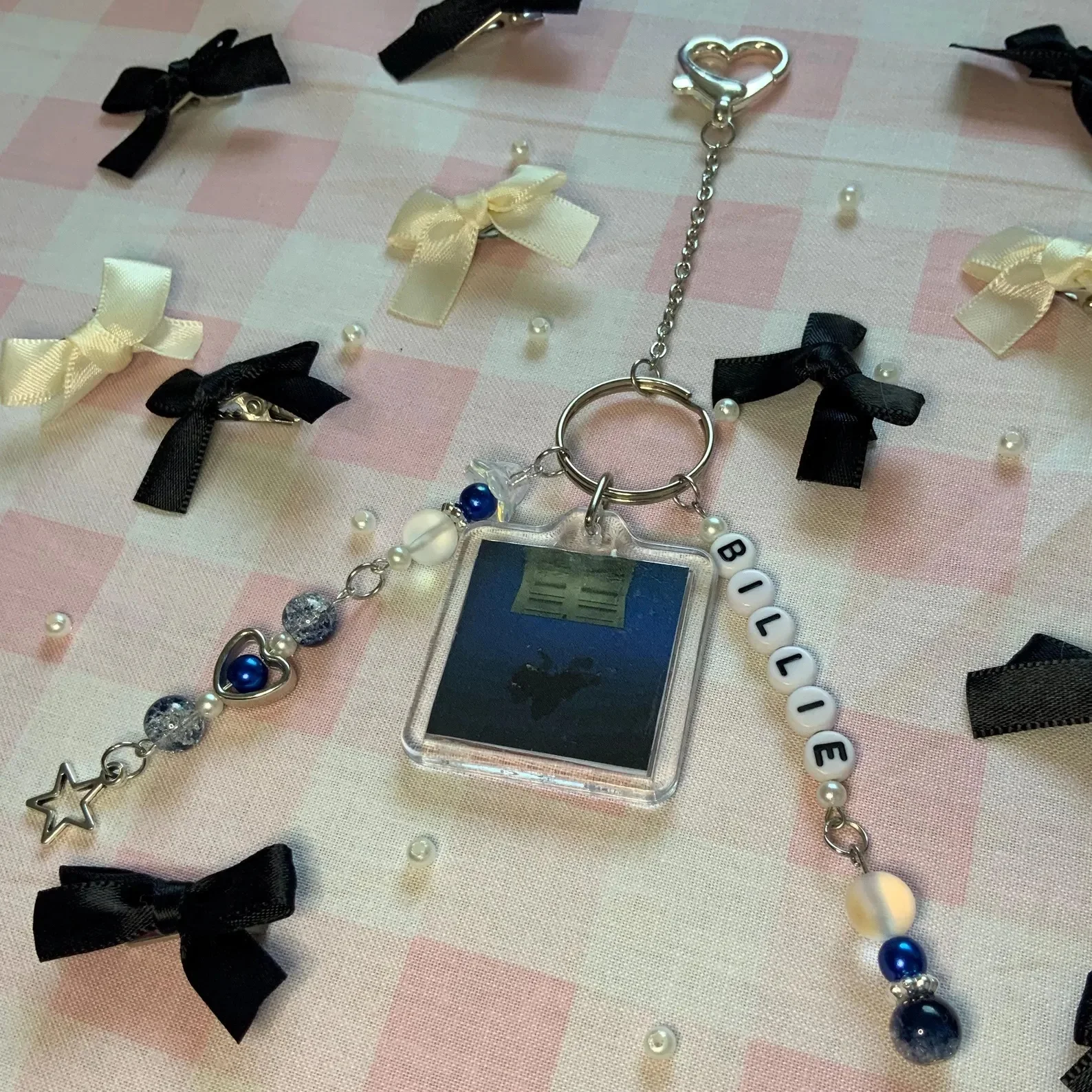 Handmade letter beaded keychain,inspired hit me hard charm，bag accessories
