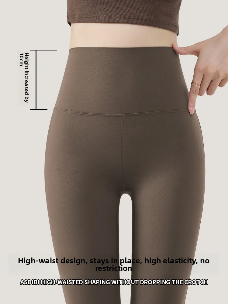 Cintura alta calças de yoga feminino queimado fce forrado bootcut casual emagrecimento leggings cintura alta náilon elastano calças