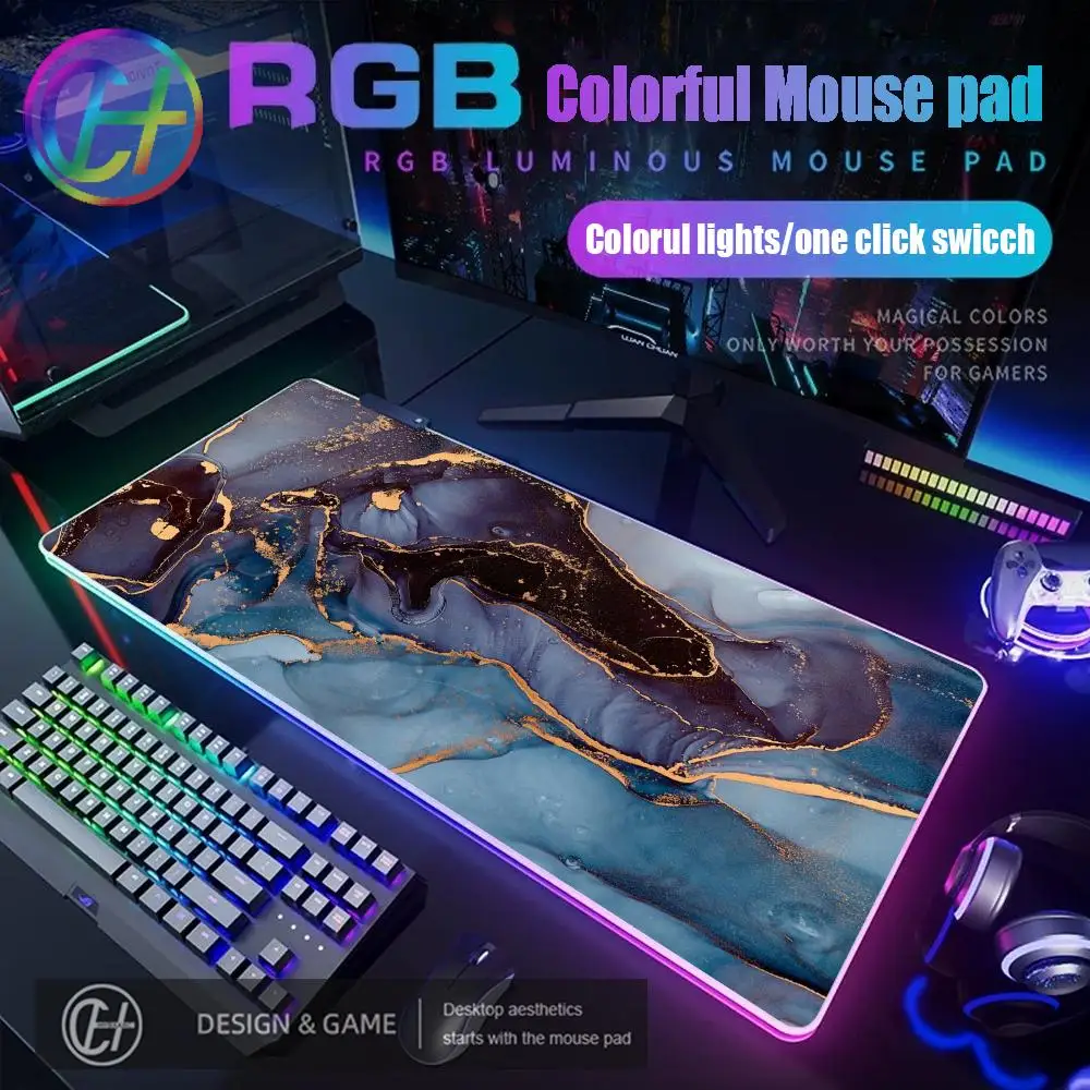 

800X400X4MM HYBXAXC Mat Fashion Marble Gamer Mouse Pad RGB Gaming Mouse Pad Desk Mat HD Gamer Large LED Light XXL Mouse Pad