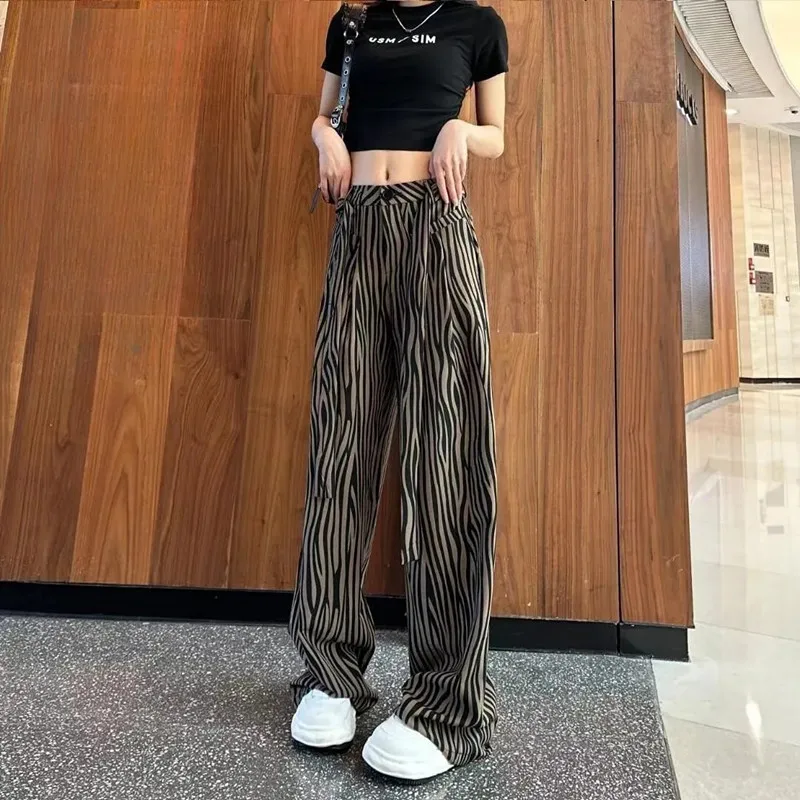 

Female clothing 2023 New High Waisted Trousers Baggy Slimming Lengthened Casual Wide Leg Pants Belt Suit Pants Streetwear Women