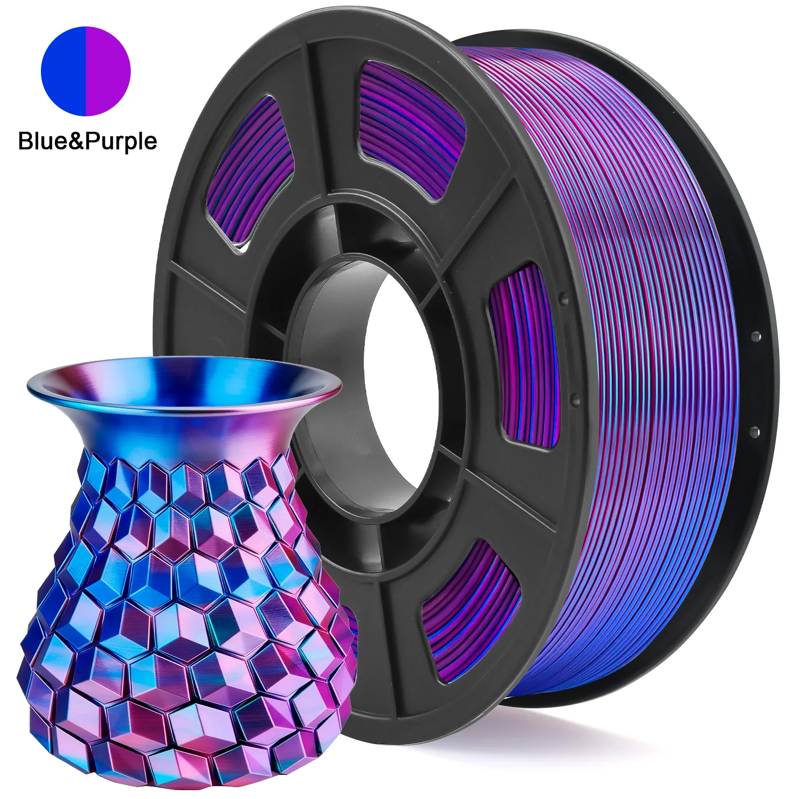 PLA Filament 1.75mm Dual Color Blue Purple, 3D Printer Filament , 250g Spool(0.55lbs) Fits for Most FDM 3D Printers