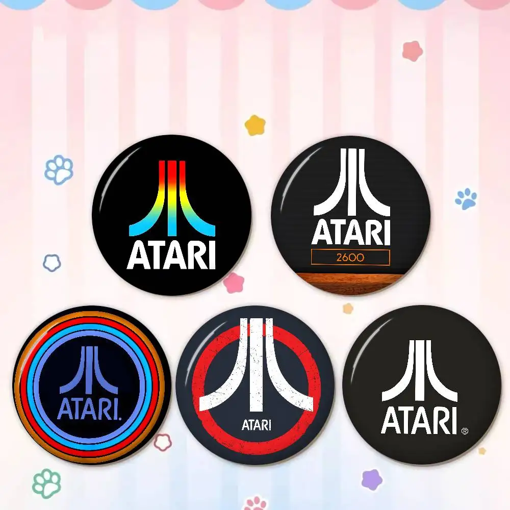 Broches Redondos con Logotipo de A-Atari de 32/44/58 mm, Broches Hechos a Mano para Mochilas, Accesorios de Joyería, Regalos, Insignias Creativas