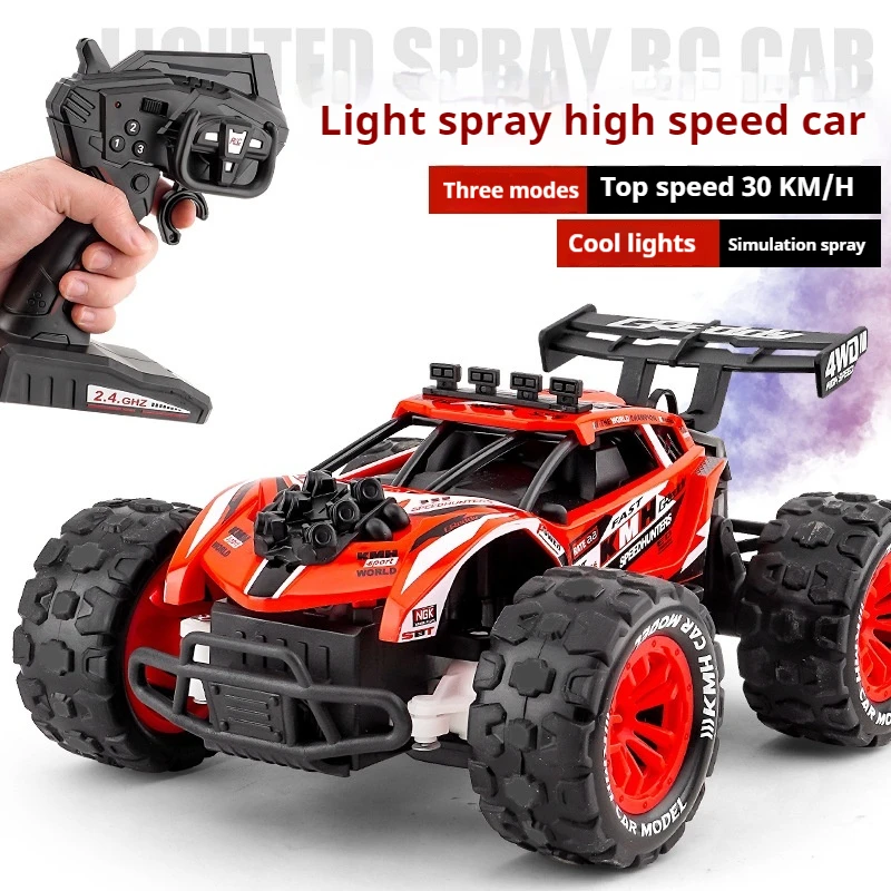 1:18 Four-Wheel Drive Remote Control High-Speed Car 2.4g Spray Racing Mountain Cross-Country Drift Car Racing Toy Car Boy'S Gift