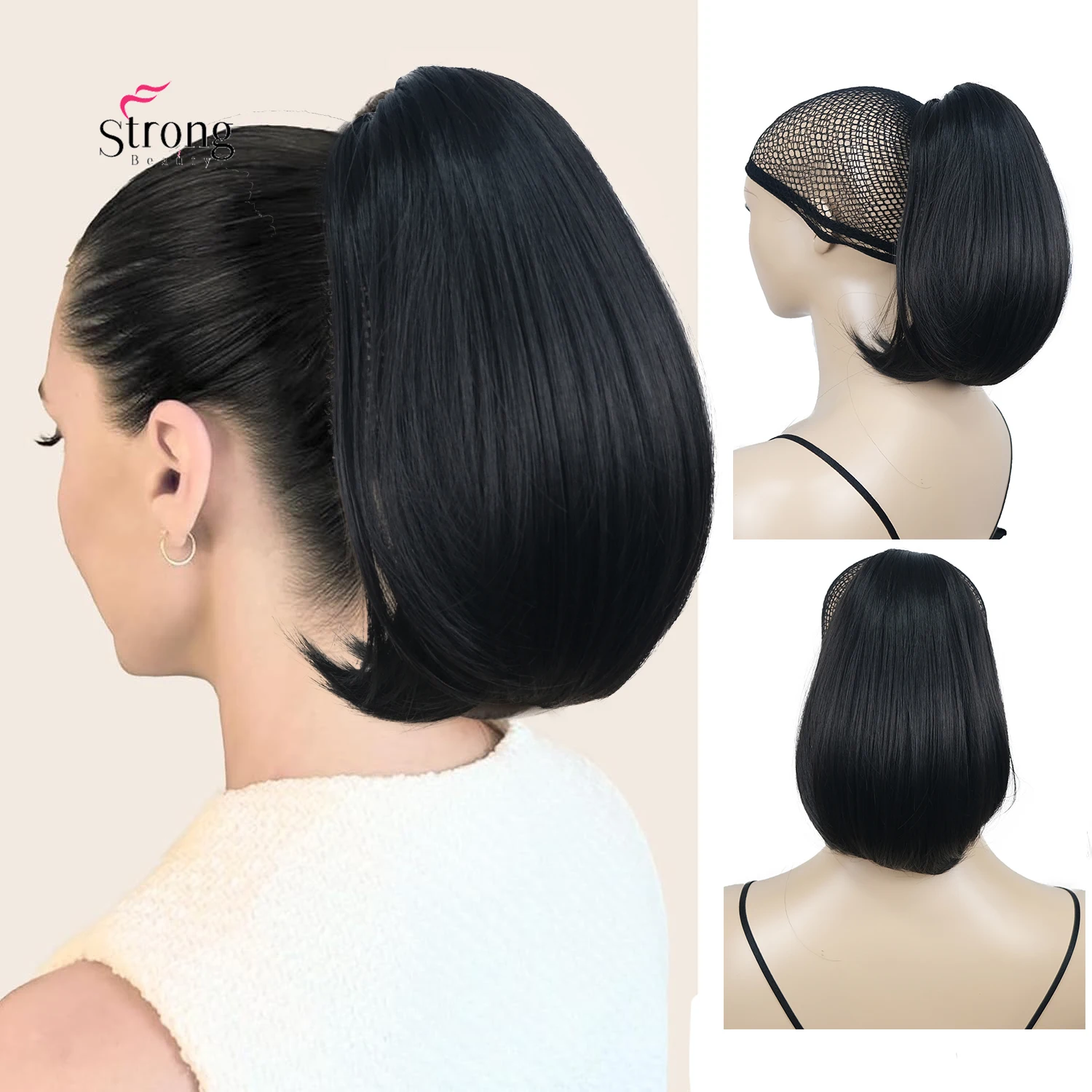 

StrongBeauty 11 дюймов, прямой зажим для темного вина на хвосте с зажимом-бабочкой, шиньон из синтетических волокна, ВЫБОР ЦВЕТА