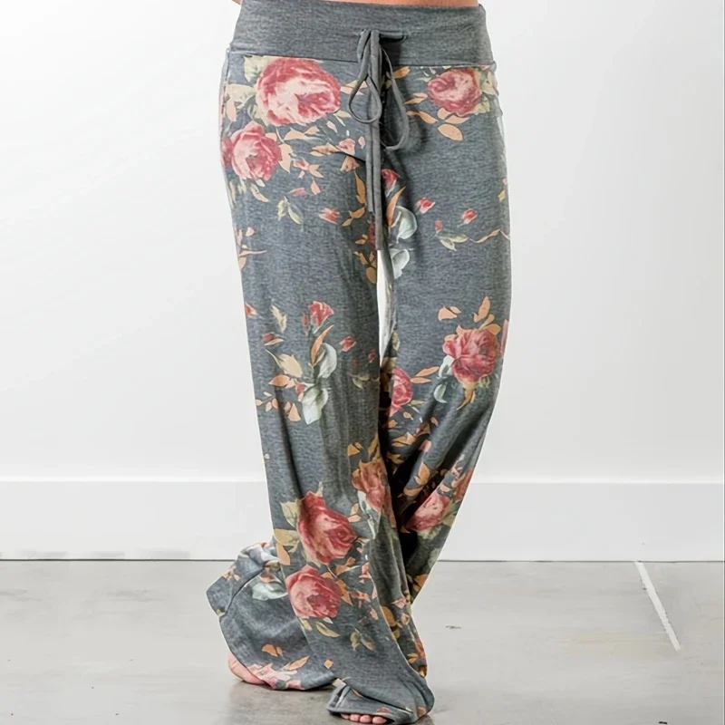 

Women Summer Plus Size Loose and Comfortable Printed Casual Wide Leg Pants for Women's Yoga Pants with Drawstring Casual Pants