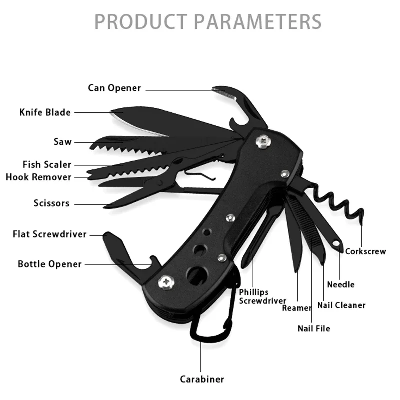 BHBT Outdoor Multifunctional Swiss Knife Camp Multitool Bottle Opener Folding Knife Portable Scissors Saw Fold Pocket Knife