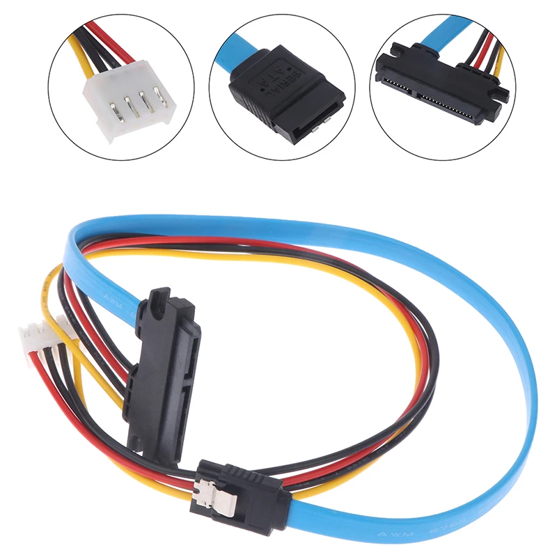 

Hard Drive Data Power Supply Integrated Cable Small 4Pin Female & SATA 3.0 Male to SATA 22Pin(7+15Pin) Data Power Cable 40cm