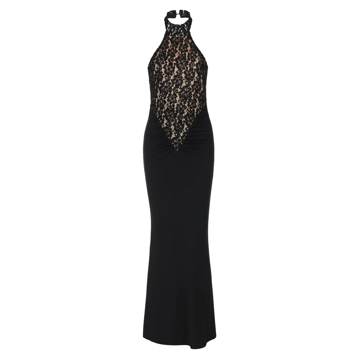 Black Sexy Maxi Dresses Women Lace Halter Backless High-waisted Sleeveless Hip-hugging Dress Bodycon Club Party Long Dress