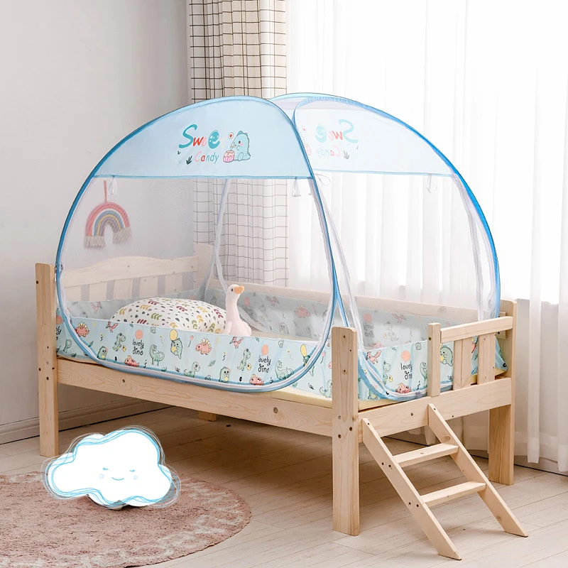 cartoon-print-pattern-crib-mosquito-net-children's-anti-fall-foldable-mosquito-net-summer-universal-baby-yurt-mosquito-net