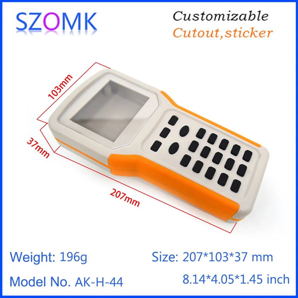 1 Piece 207*103*37 mm SZOMK Plastic handheld enclosure control box hot sales plastic enclosure casing pcb design with keypad