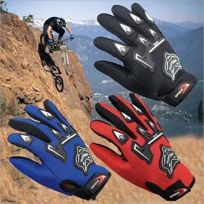 Children Kid Summer Full Finger Motorbike Gloves Soft Leather Anti-Impact Gloves for Moto Motocross Cycling Outdoor Sports Items