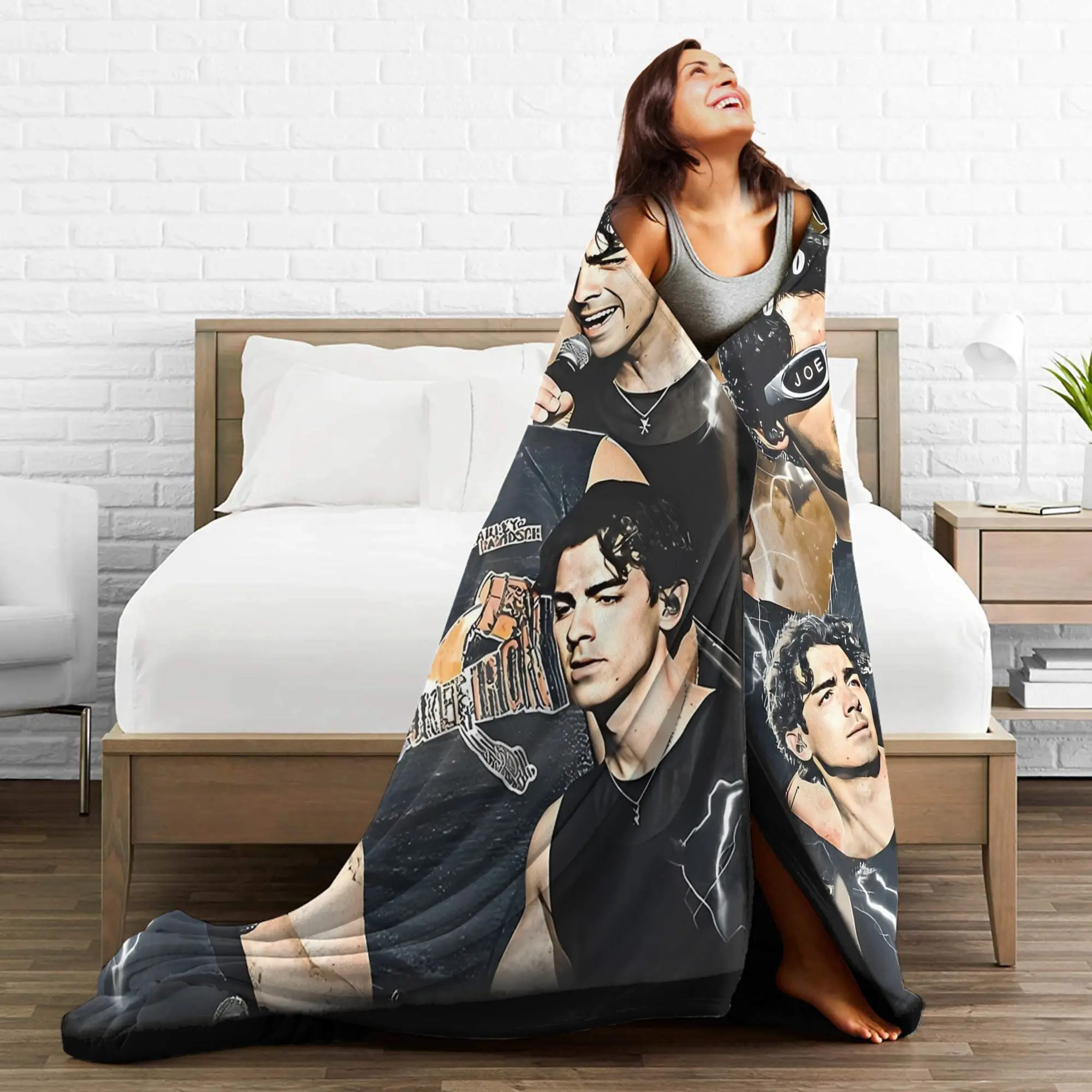 جو جوناس Joecation عيون الإخوة بطانية الصوف الديكور متعددة الوظائف سوبر لينة رمي بطانية للمنزل في الهواء الطلق المفرش